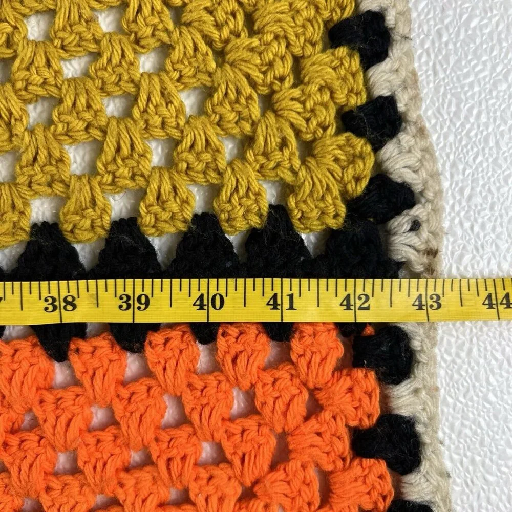 Vintage Handcrafted Crochet Granny Square Blanket Afghan Throw 43